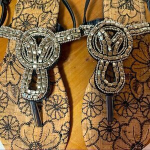 Muk Luks beaded sling backs